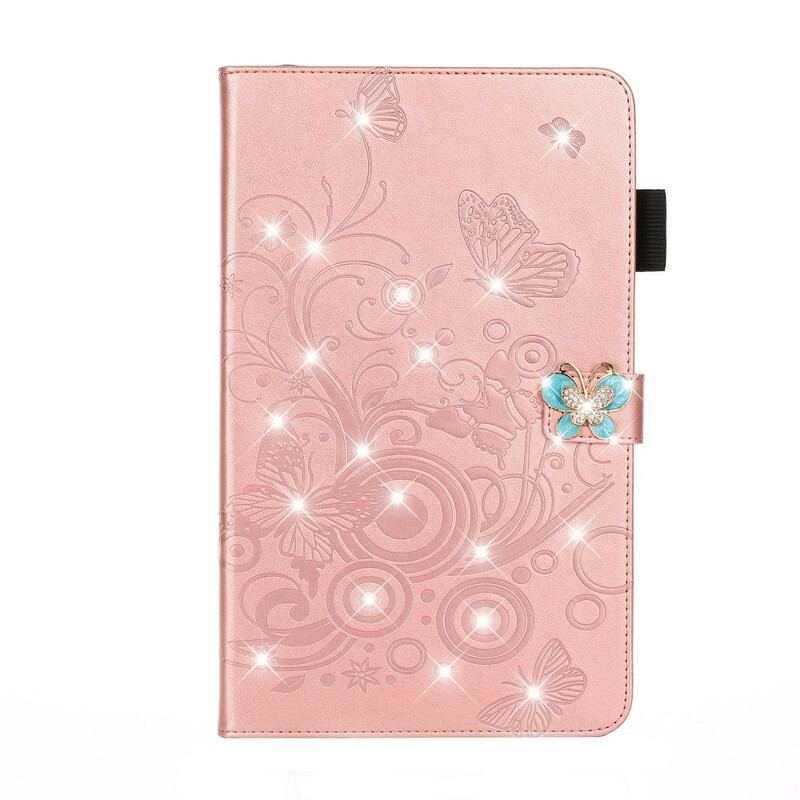 Housse iPad 10.2" (2020) (2019) Effet Cuir Papillons Diamants