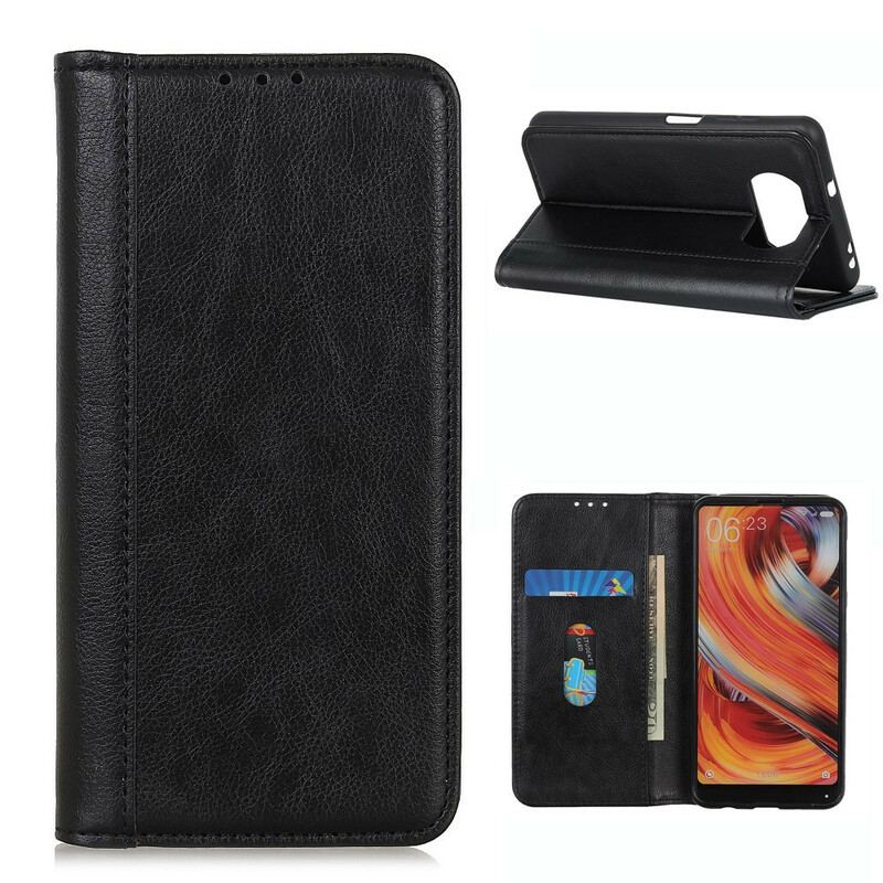 Flip Cover Poco X3 / X3 Pro / X3 NFC Cuir Litchi Fendu Élégance