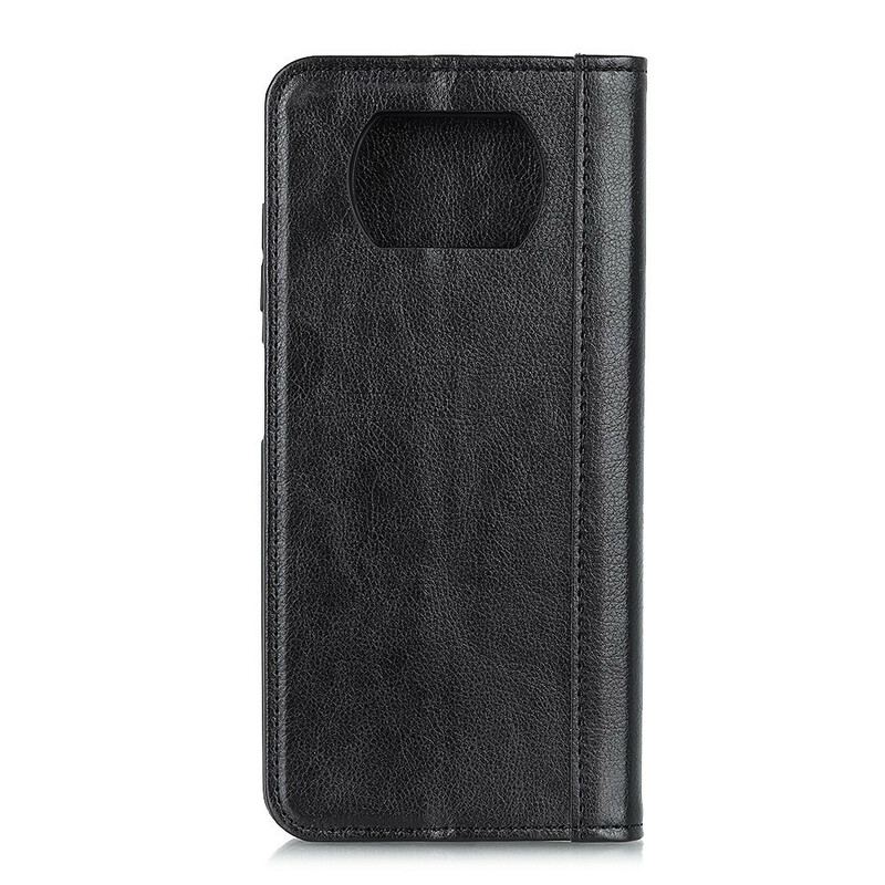 Flip Cover Poco X3 / X3 Pro / X3 NFC Cuir Litchi Fendu Élégance