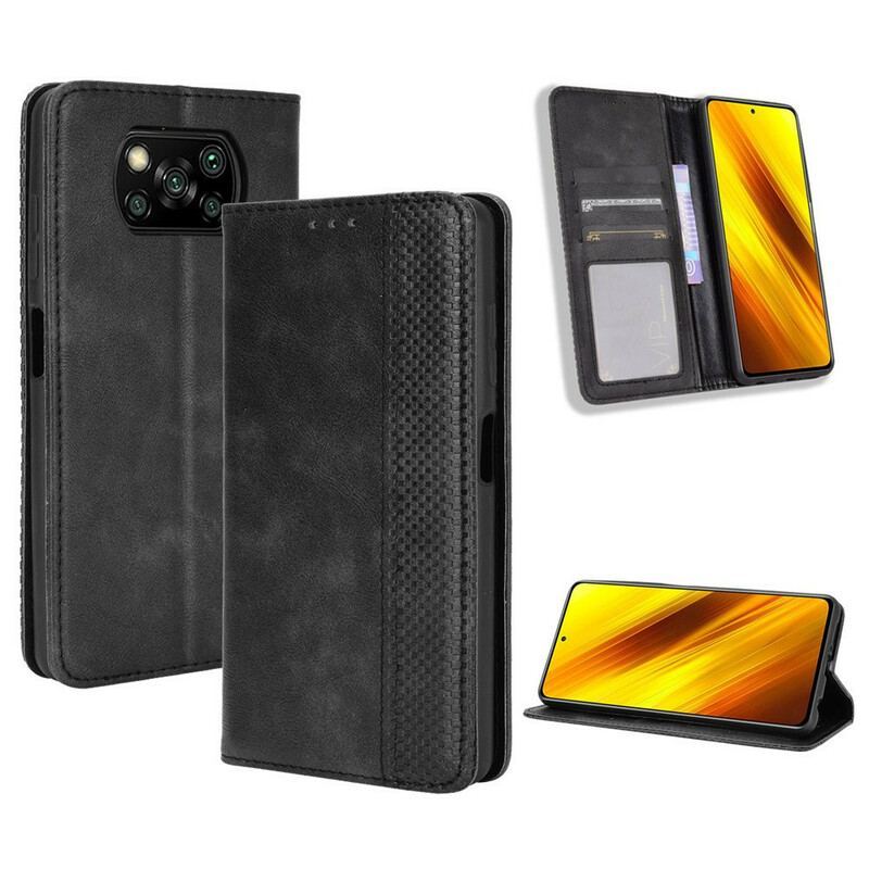 Flip Cover Poco X3 / X3 Pro / X3 NFC Effet Cuir Vintage Stylisé