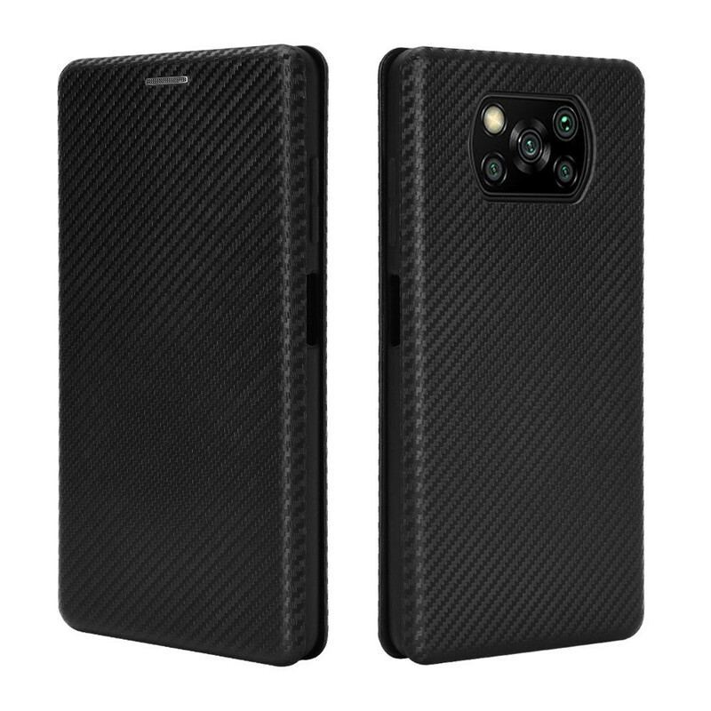 Flip Cover Poco X3 / X3 Pro / X3 NFC Fibre Carbone avec Anneau Support