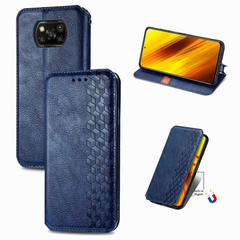 Flip Cover Xiaomi Poco X3 / X3 Pro / X3 NFC Effet Cuir Texture Diamant