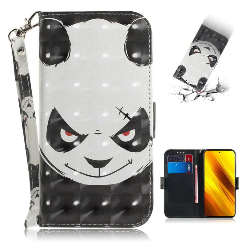 Housse Poco X3 / X3 Pro / X3 NFC Angry Panda à Lanière