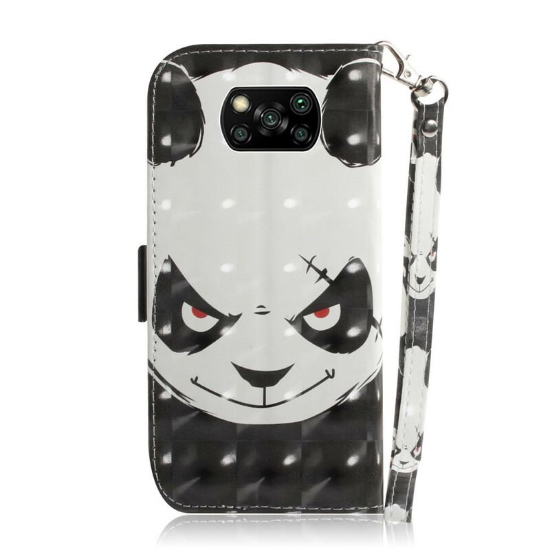 Housse Poco X3 / X3 Pro / X3 NFC Angry Panda à Lanière