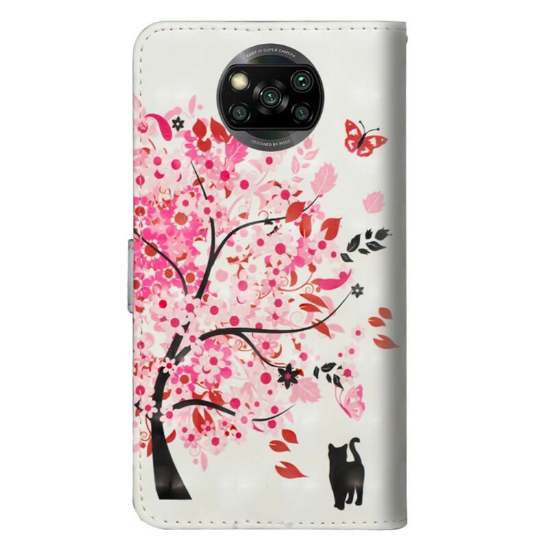 Housse Poco X3 / X3 Pro / X3 NFC Arbre Rose et Chat Noir