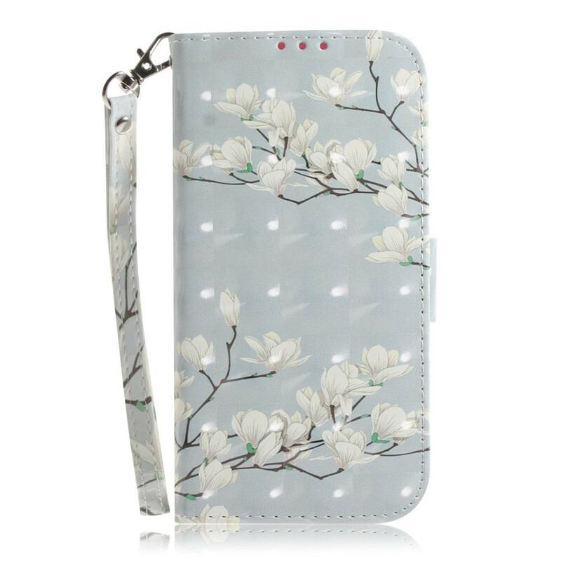 Housse Poco X3 / X3 Pro / X3 NFC Branche en Fleurs à Lanière