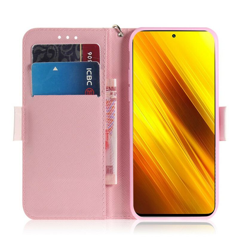 Housse Poco X3 / X3 Pro / X3 NFC Branche en Fleurs à Lanière