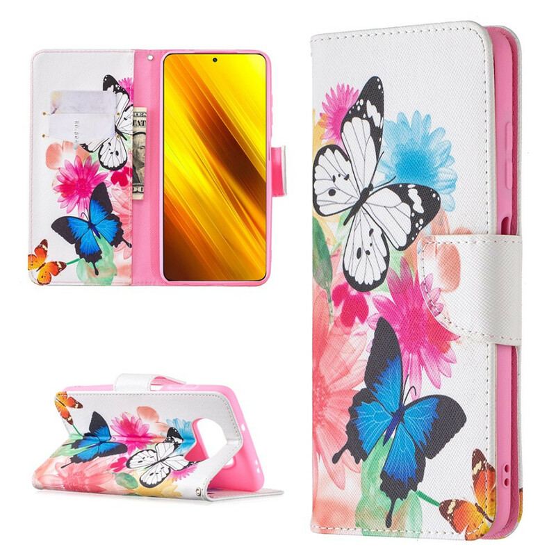 Housse Xiaomi Poco X3 / X3 Pro / X3 NFC Papillons et Fleurs Peints