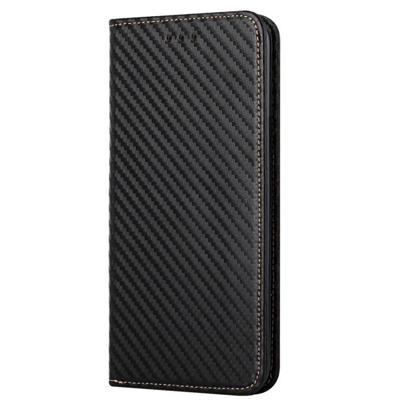 Flip Cover Xiaomi Redmi 13C 4G/5G/Poco C65 Fibre Carbone à Lanière