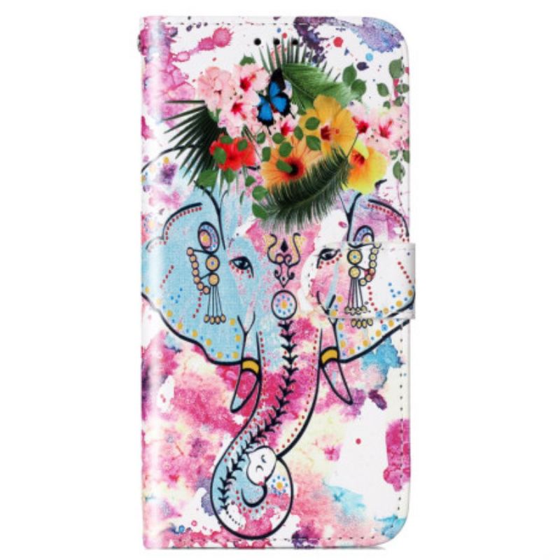 Housse Xiaomi Redmi 13C 4G/5G/Poco C65 Éléphant Aquarelle à Lanière