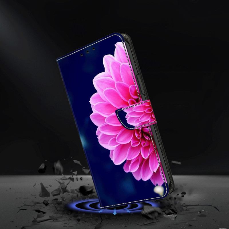 Housse Xiaomi Redmi 13C 4G/5G/Poco C65 Fleurs Roses sur Fond Bleu