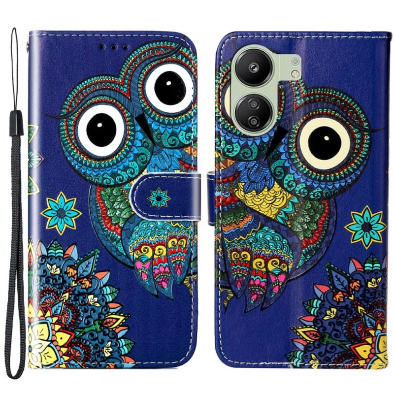 Housse Xiaomi Redmi 13C 4G/5G/Poco C65 Hibou Bleu