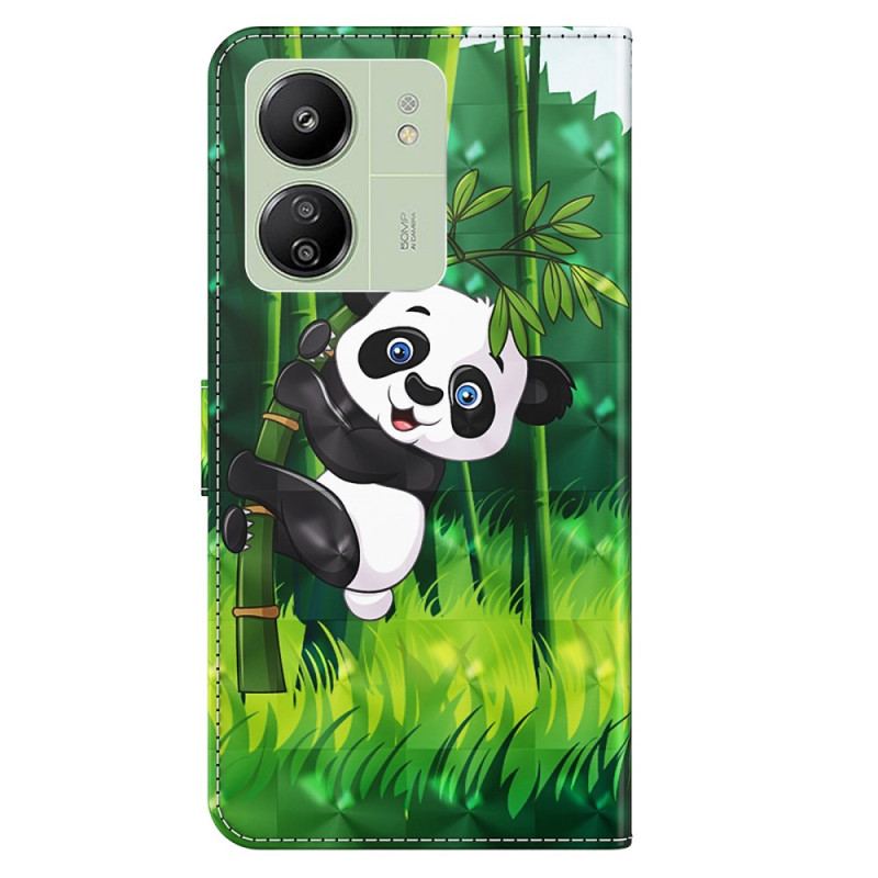 Housse Xiaomi Redmi 13C 4G/5G/Poco C65 Panda Bambou à Lanière