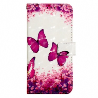 Housse Xiaomi Redmi 13C 4G/5G/Poco C65 Papillons Roses