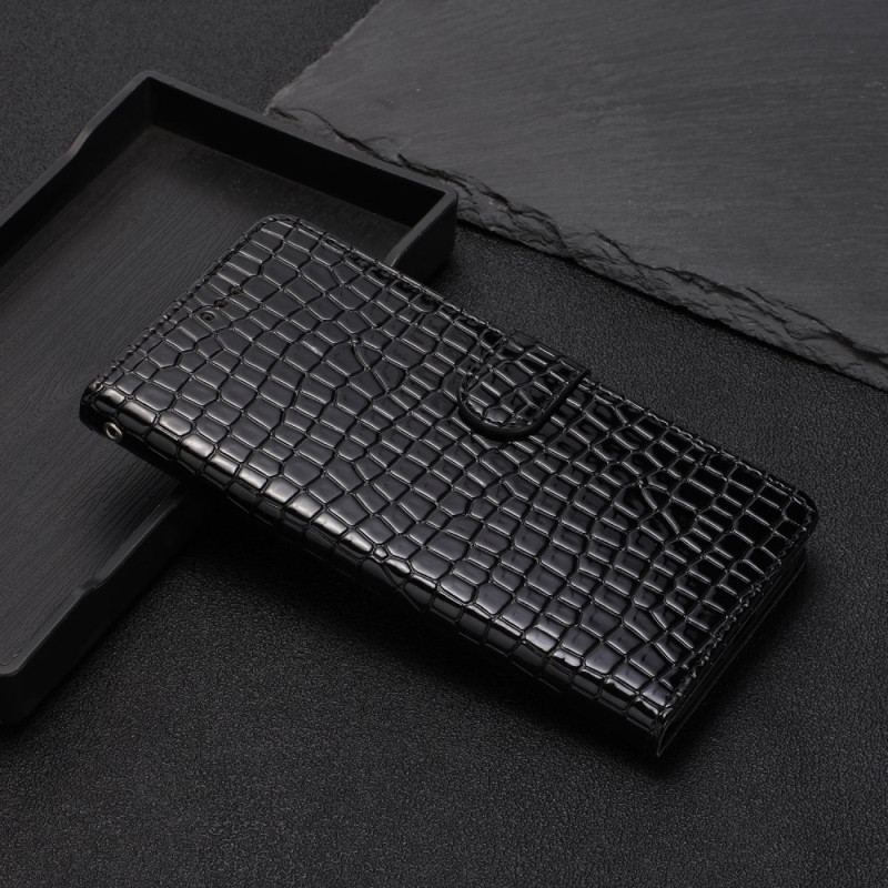 Housse Xiaomi Redmi 13C 4G/5G/Poco C65 Style Crocodile à Lanière