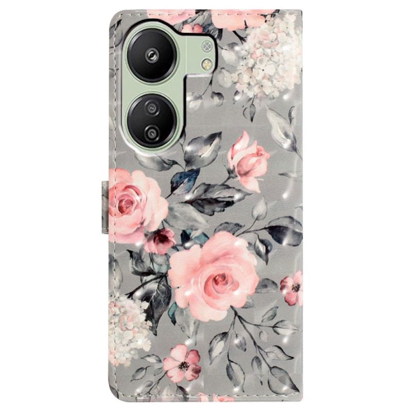 Housse Xiaomi Redmi 13C / Poco C65 Fleurs Écloses à Lanière