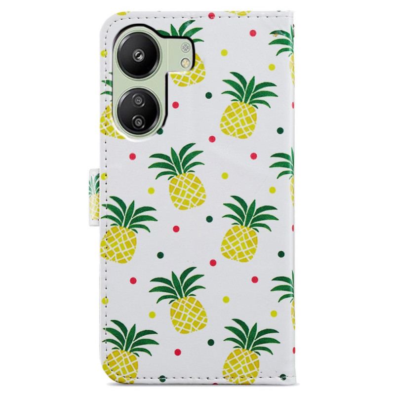 Housse Xiaomi Redmi 13C / Poco C65 Motif Ananas à Lanière