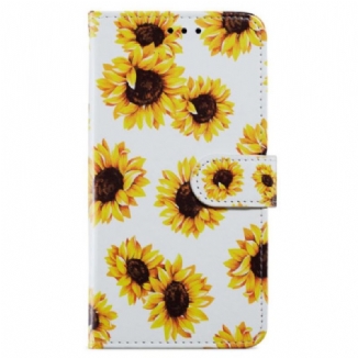 Housse Xiaomi Redmi 13C / Poco C65 Motif de Tournesol à Lanière