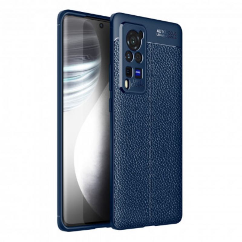 Coque Vivo X60 Pro Effet Cuir Litchi Double Line