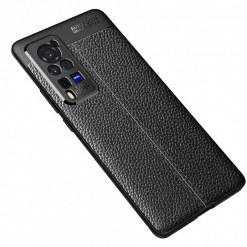 Coque Vivo X60 Pro Effet Cuir Litchi Double Line