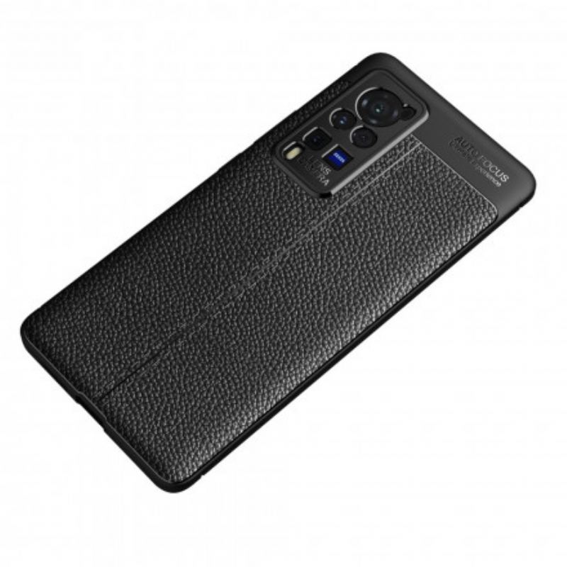 Coque Vivo X60 Pro Effet Cuir Litchi Double Line