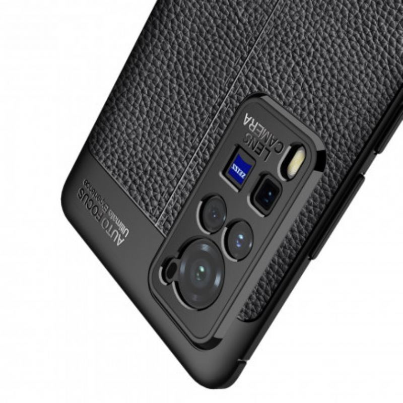 Coque Vivo X60 Pro Effet Cuir Litchi Double Line