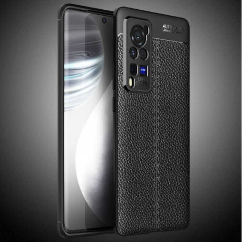 Coque Vivo X60 Pro Effet Cuir Litchi Double Line