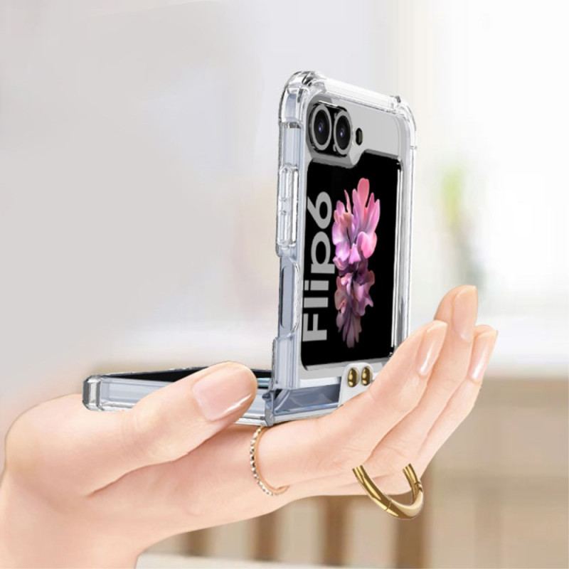 Coque GKK pour Samsung Galaxy Z Flip6 5G Transparente Anneau-Support Compatible MagSafe GKK