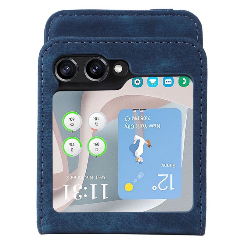 Coque Samsung Galaxy Z Flip 6 Effet Cuir Porte-Cartes