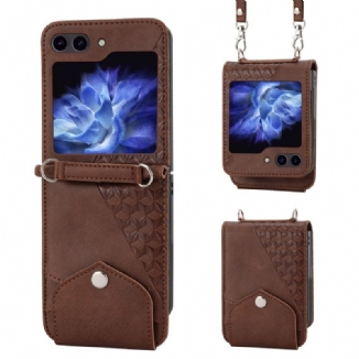 Coque Samsung Galaxy Z Flip 6 Simili Cuir Frise avec bandoulière