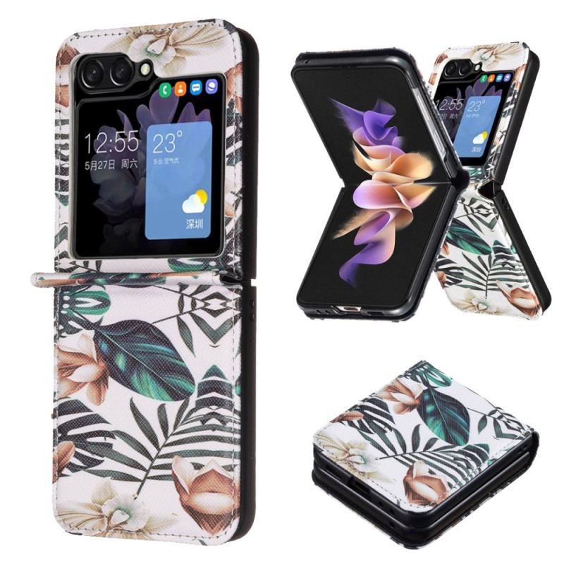 Coque Samsung Galaxy Z Flip Feuilles et Fleurs