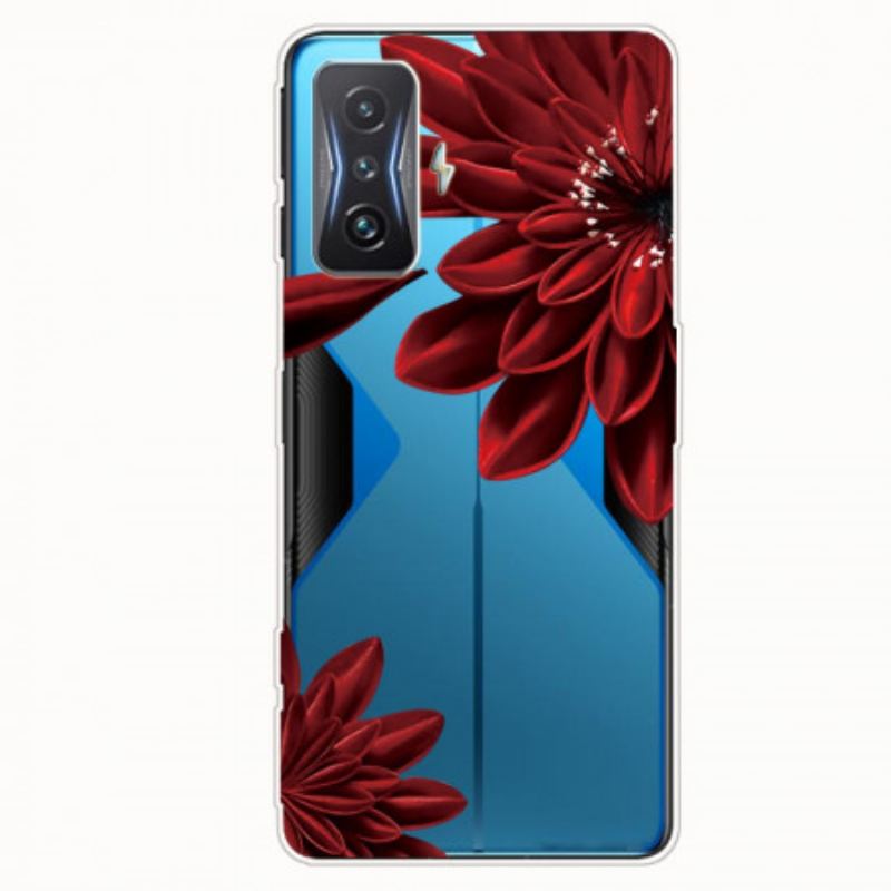 Coque Poco F4 GT Transparente Fleur Rouge