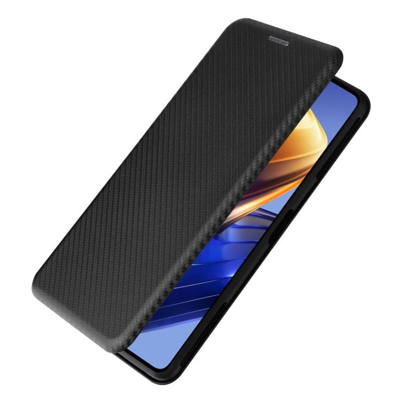 Flip Cover Poco F4 GT Fibre Carbone