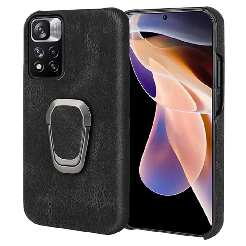 Coque Xiaomi Redmi Note 11 Pro Plus 5G Effet Cuir Anneau-Support