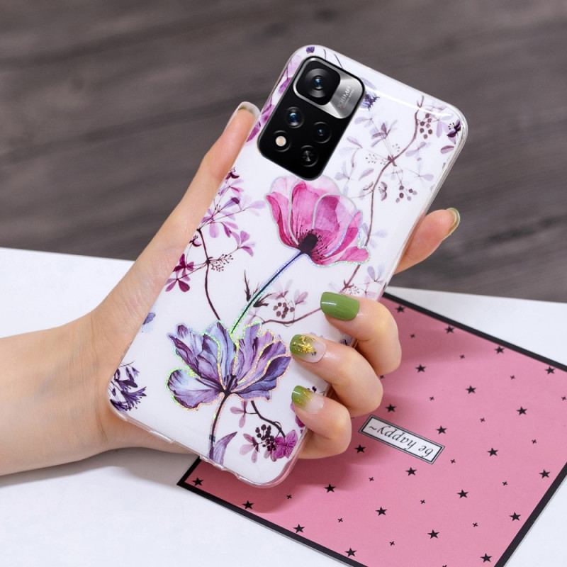 Coque Xiaomi Redmi Note 11 Pro Plus 5G Marbrée Fleurs