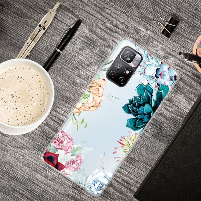 Coque Xiaomi Redmi Note 11 Pro Plus 5G Transparente Fleurs Aquarelle