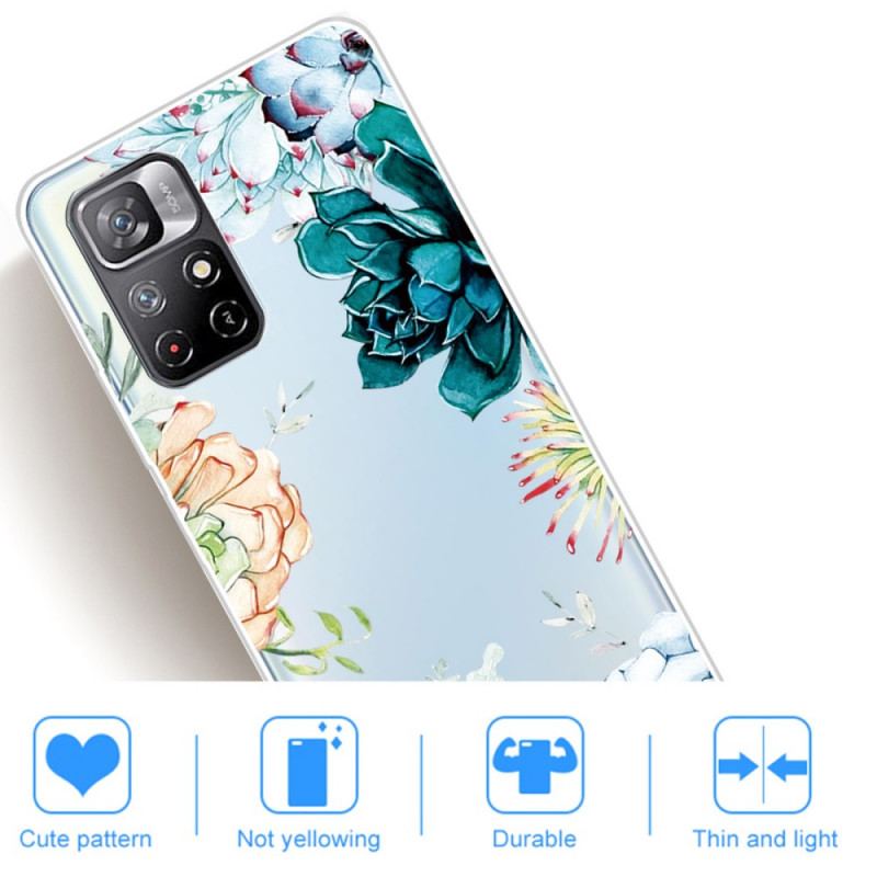 Coque Xiaomi Redmi Note 11 Pro Plus 5G Transparente Fleurs Aquarelle