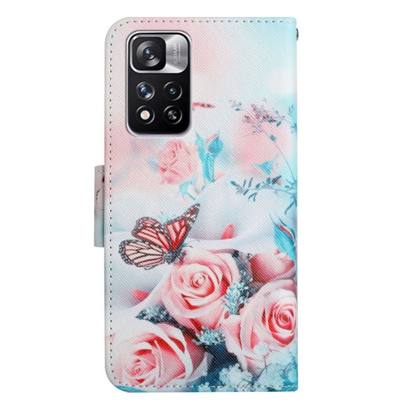 Housse Xiaomi Redmi Note 11 Pro Plus 5G Bouquet de Fleurs et Papillons