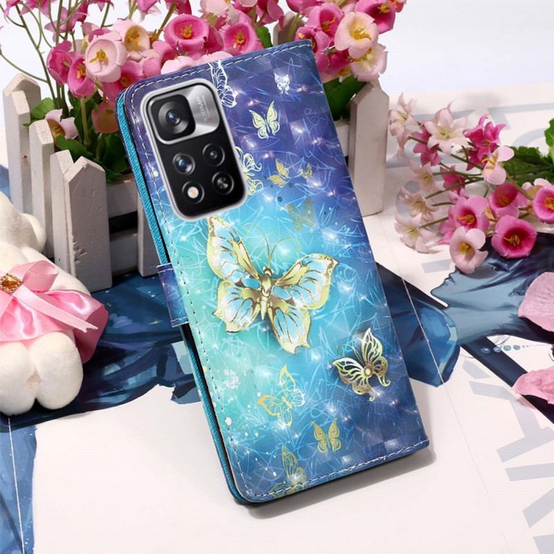 Housse Xiaomi Redmi Note 11 Pro Plus 5G Papillons Dorés