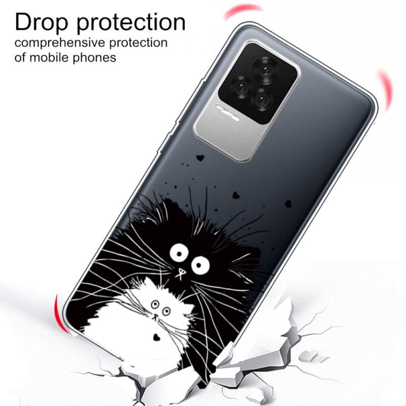 Coque Poco F4 Chat Blanc Chat Noir