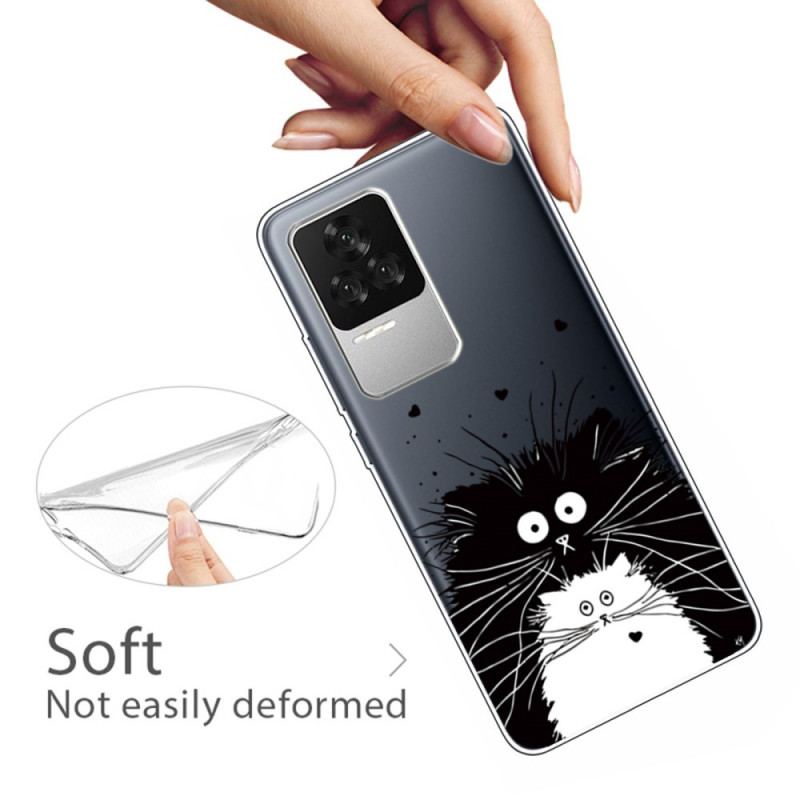 Coque Poco F4 Chat Blanc Chat Noir