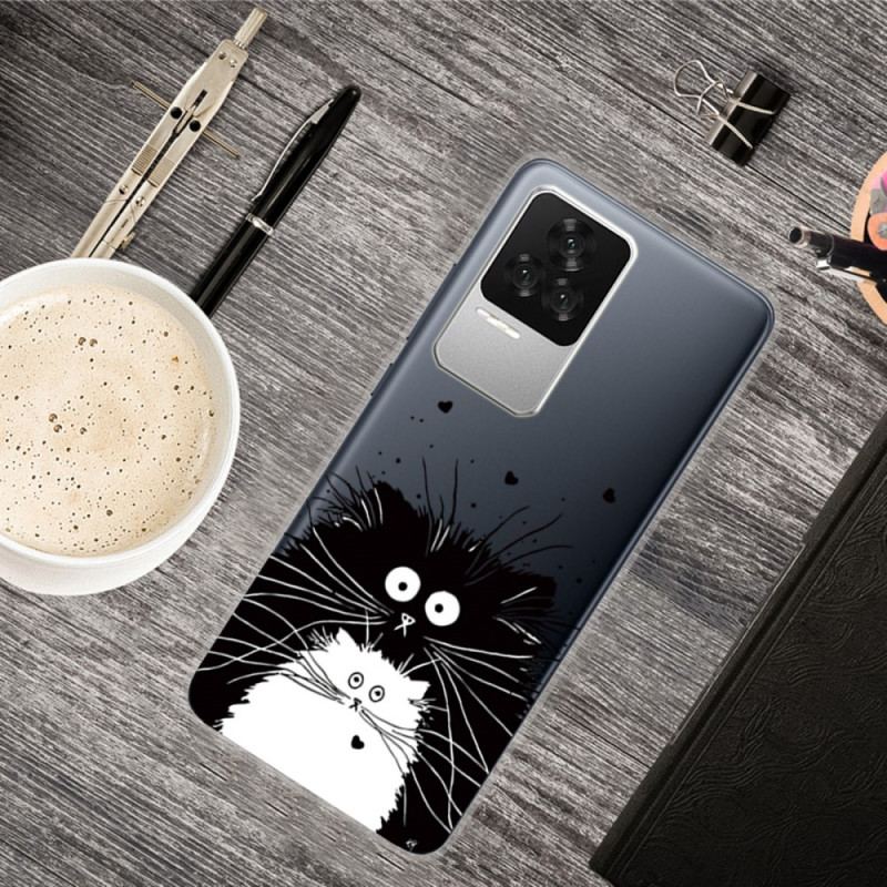 Coque Poco F4 Chat Blanc Chat Noir