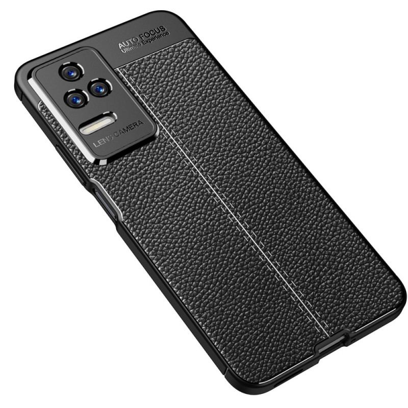 Coque Poco F4 Effet Cuir Litchi Double Line