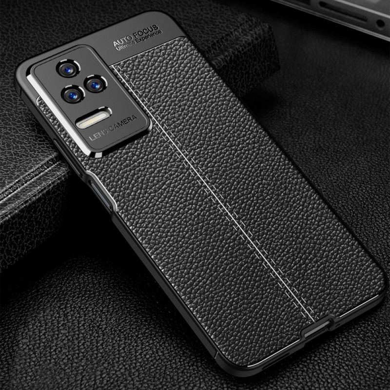 Coque Poco F4 Effet Cuir Litchi Double Line