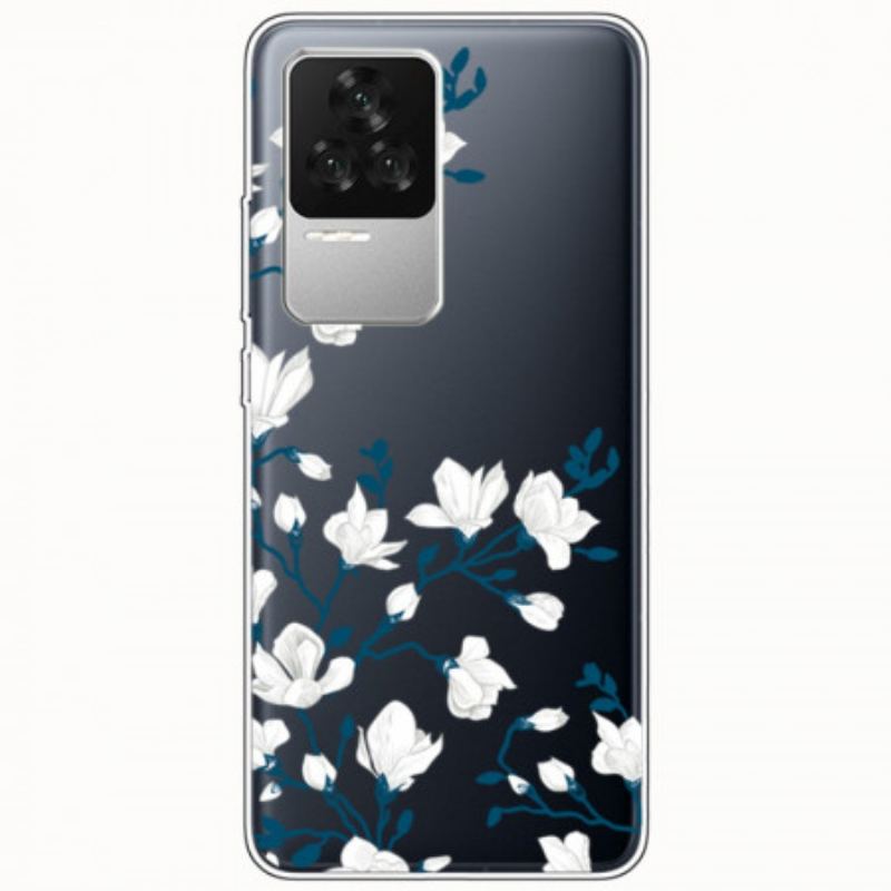 Coque Poco F4 Fleurs Blanches