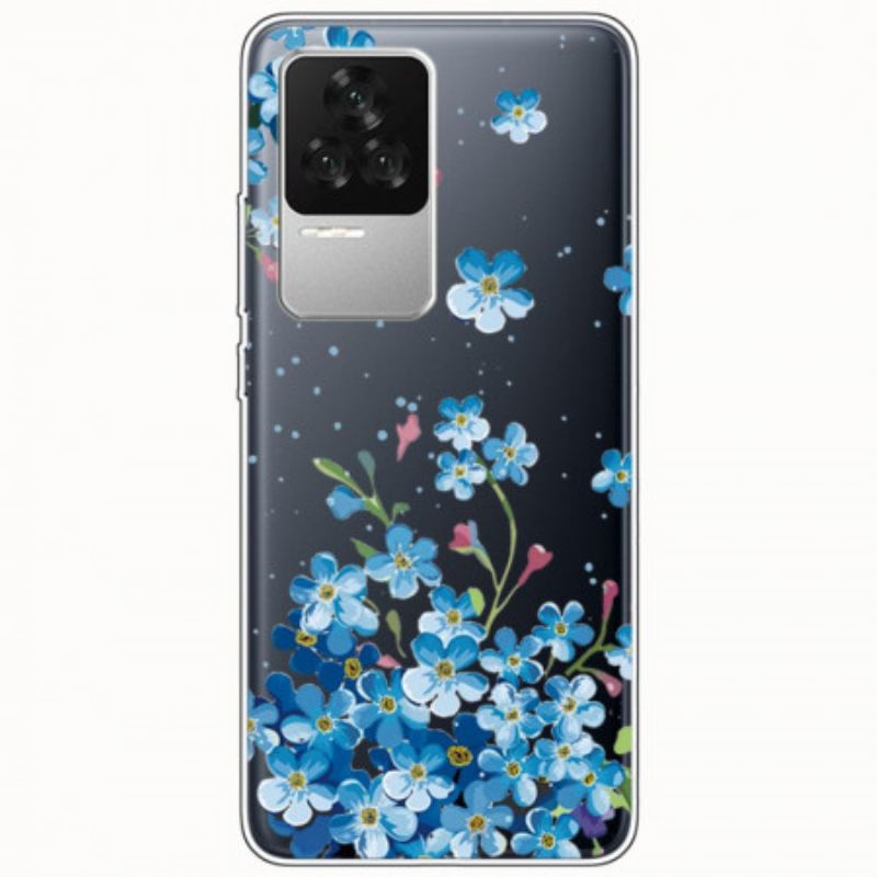 Coque Poco F4 Fleurs Bleues