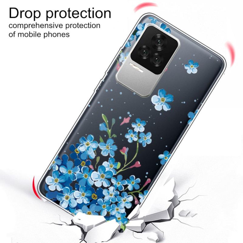 Coque Poco F4 Fleurs Bleues