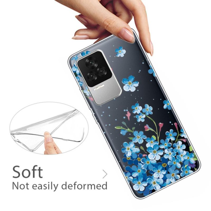 Coque Poco F4 Fleurs Bleues