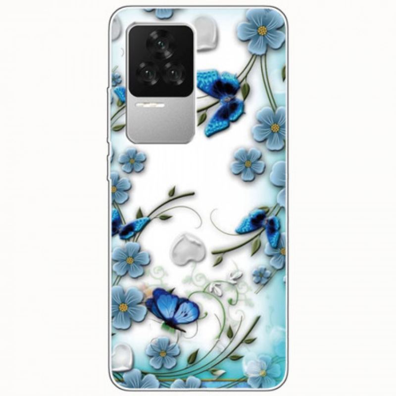 Coque Poco F4 Fleurs et Papillons