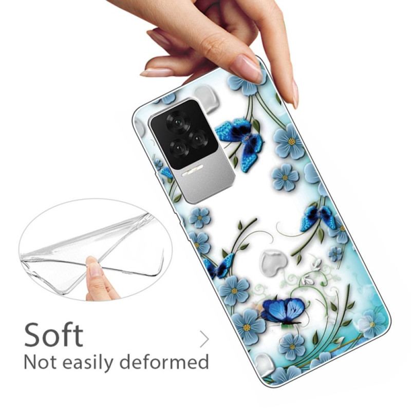 Coque Poco F4 Fleurs et Papillons